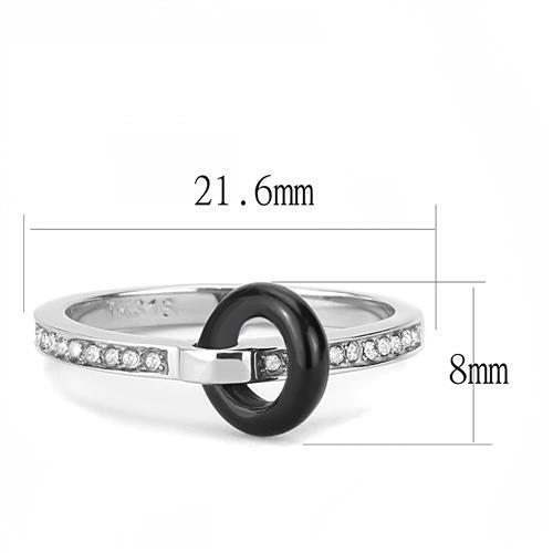 TK3241 - Stainless Steel Ring High polished (no plating) Women Top Grade Crystal Clear