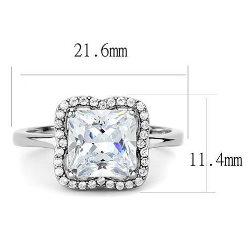 TK3242 - Stainless Steel Ring High polished (no plating) Women AAA Grade CZ Clear