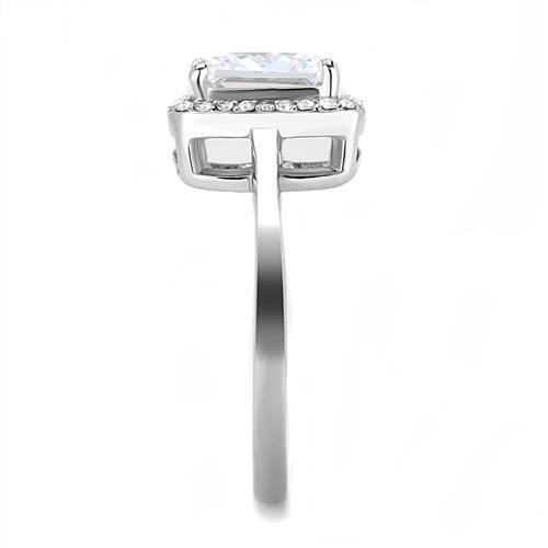 TK3242 - Stainless Steel Ring High polished (no plating) Women AAA Grade CZ Clear