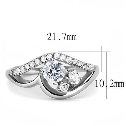 TK3243 - Stainless Steel Ring High polished (no plating) Women AAA Grade CZ Clear