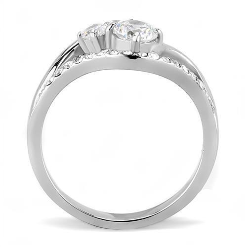 TK3243 - Stainless Steel Ring High polished (no plating) Women AAA Grade CZ Clear