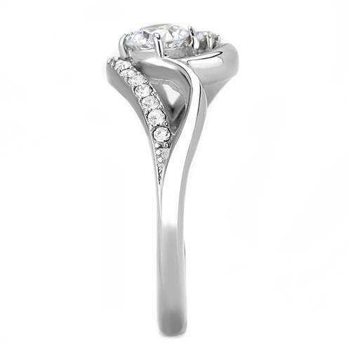 TK3243 - Stainless Steel Ring High polished (no plating) Women AAA Grade CZ Clear