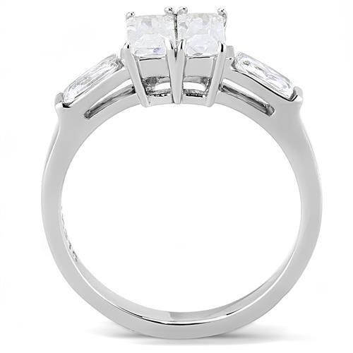 TK3244 - Stainless Steel Ring High polished (no plating) Women AAA Grade CZ Clear