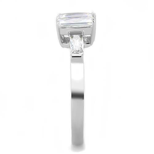 TK3244 - Stainless Steel Ring High polished (no plating) Women AAA Grade CZ Clear