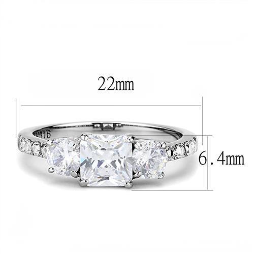 TK3246 - Stainless Steel Ring High polished (no plating) Women AAA Grade CZ Clear