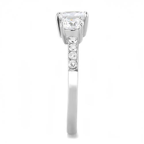 TK3246 - Stainless Steel Ring High polished (no plating) Women AAA Grade CZ Clear