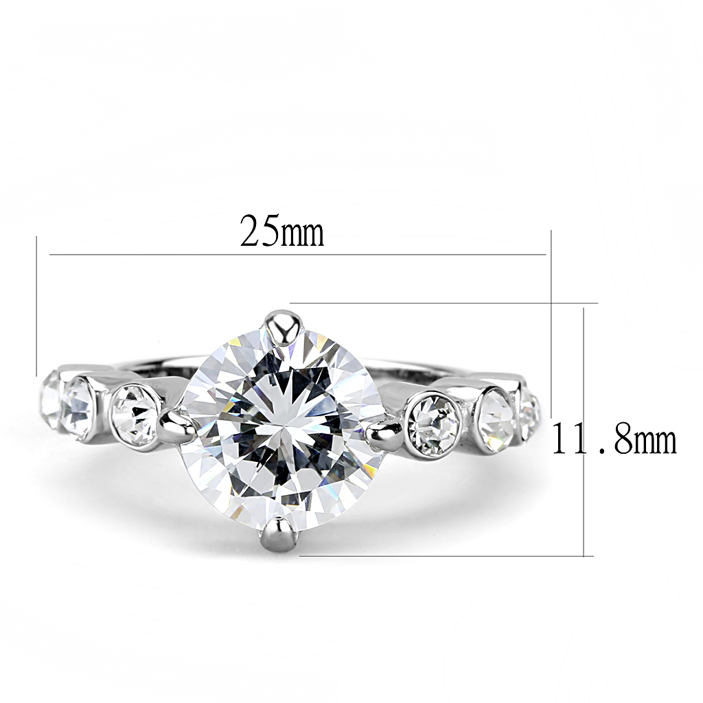 TK3247 - Stainless Steel Ring High polished (no plating) Women AAA Grade CZ Clear