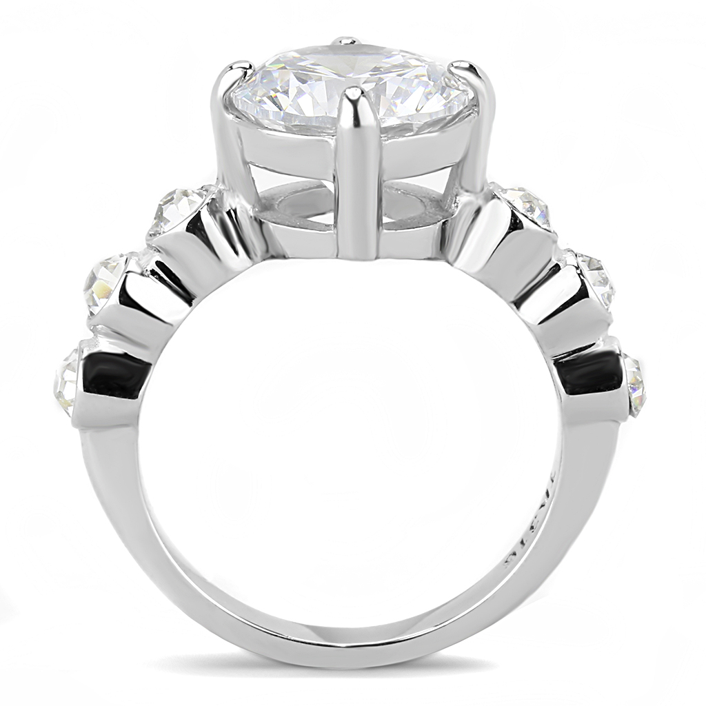 TK3247 - Stainless Steel Ring High polished (no plating) Women AAA Grade CZ Clear