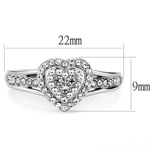 TK3249 - Stainless Steel Ring High polished (no plating) Women Top Grade Crystal Clear