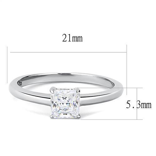 TK3250 - Stainless Steel Ring High polished (no plating) Women AAA Grade CZ Clear