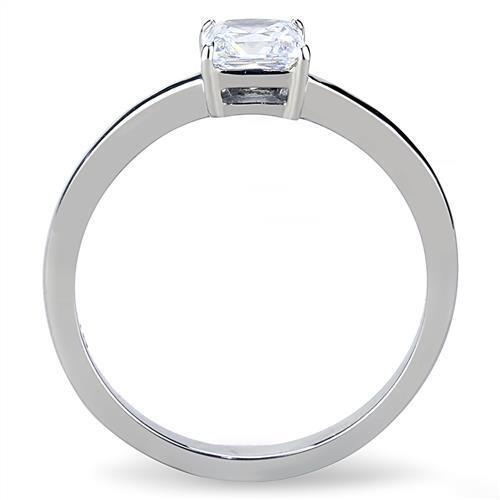 TK3250 - Stainless Steel Ring High polished (no plating) Women AAA Grade CZ Clear