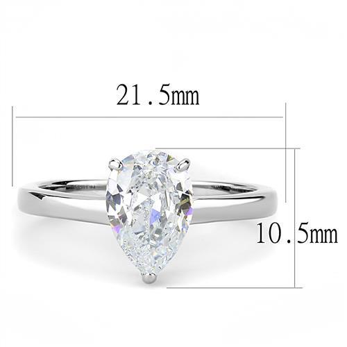 TK3251 - Stainless Steel Ring High polished (no plating) Women AAA Grade CZ Clear