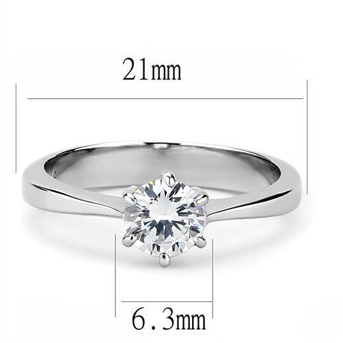 TK3252 - Stainless Steel Ring High polished (no plating) Women AAA Grade CZ Clear