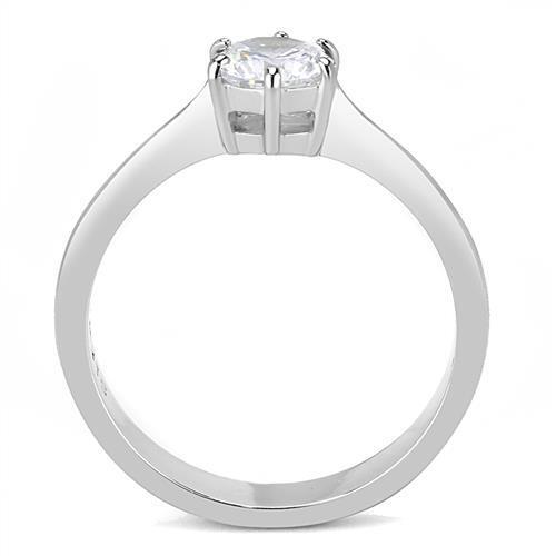 TK3252 - Stainless Steel Ring High polished (no plating) Women AAA Grade CZ Clear