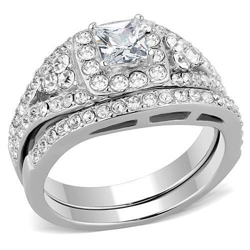 TK3253 - Stainless Steel Ring High polished (no plating) Women AAA Grade CZ Clear