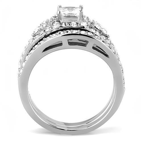 TK3253 - Stainless Steel Ring High polished (no plating) Women AAA Grade CZ Clear