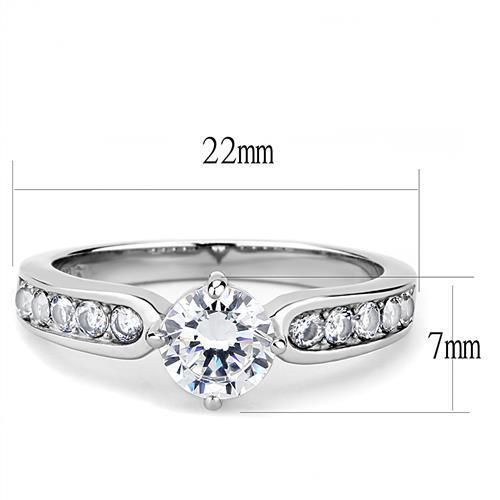 TK3256 - Stainless Steel Ring High polished (no plating) Women AAA Grade CZ Clear