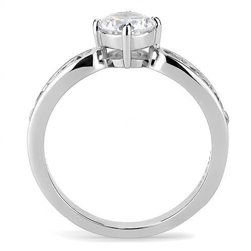 TK3256 - Stainless Steel Ring High polished (no plating) Women AAA Grade CZ Clear