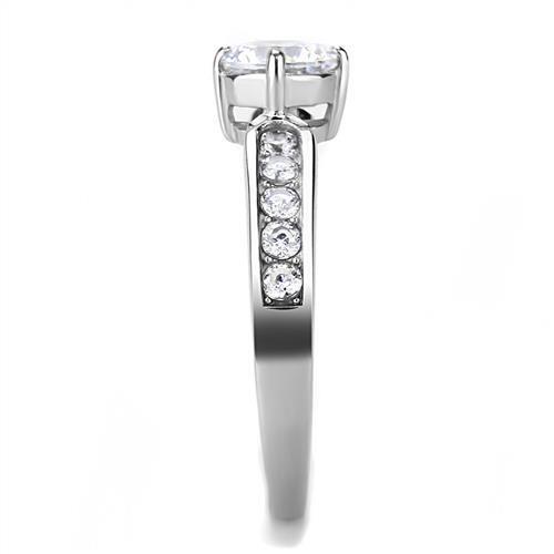 TK3256 - Stainless Steel Ring High polished (no plating) Women AAA Grade CZ Clear