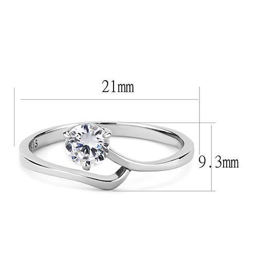 TK3257 - Stainless Steel Ring High polished (no plating) Women AAA Grade CZ Clear