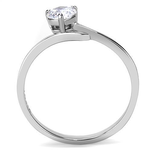 TK3257 - Stainless Steel Ring High polished (no plating) Women AAA Grade CZ Clear