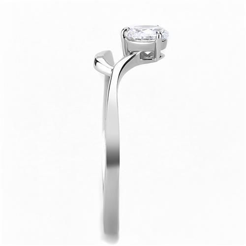 TK3257 - Stainless Steel Ring High polished (no plating) Women AAA Grade CZ Clear