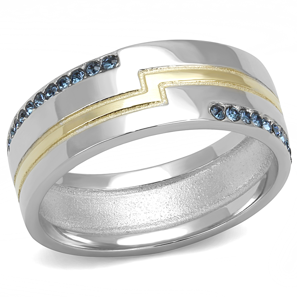 TK3266 - Stainless Steel Ring Two-Tone IP Gold (Ion Plating) Men Top Grade Crystal Montana