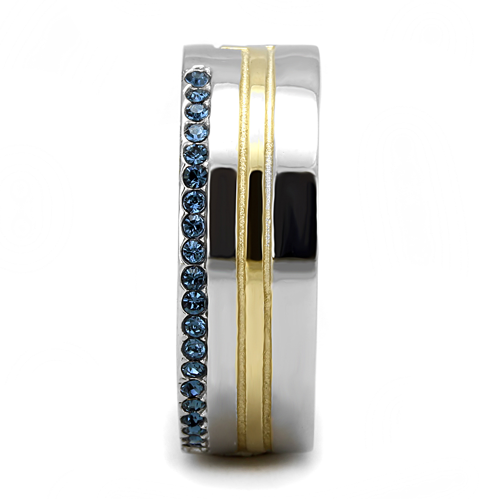 TK3266 - Stainless Steel Ring Two-Tone IP Gold (Ion Plating) Men Top Grade Crystal Montana