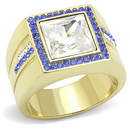 TK3269 - Stainless Steel Ring IP Gold(Ion Plating) Men Top Grade Crystal Clear