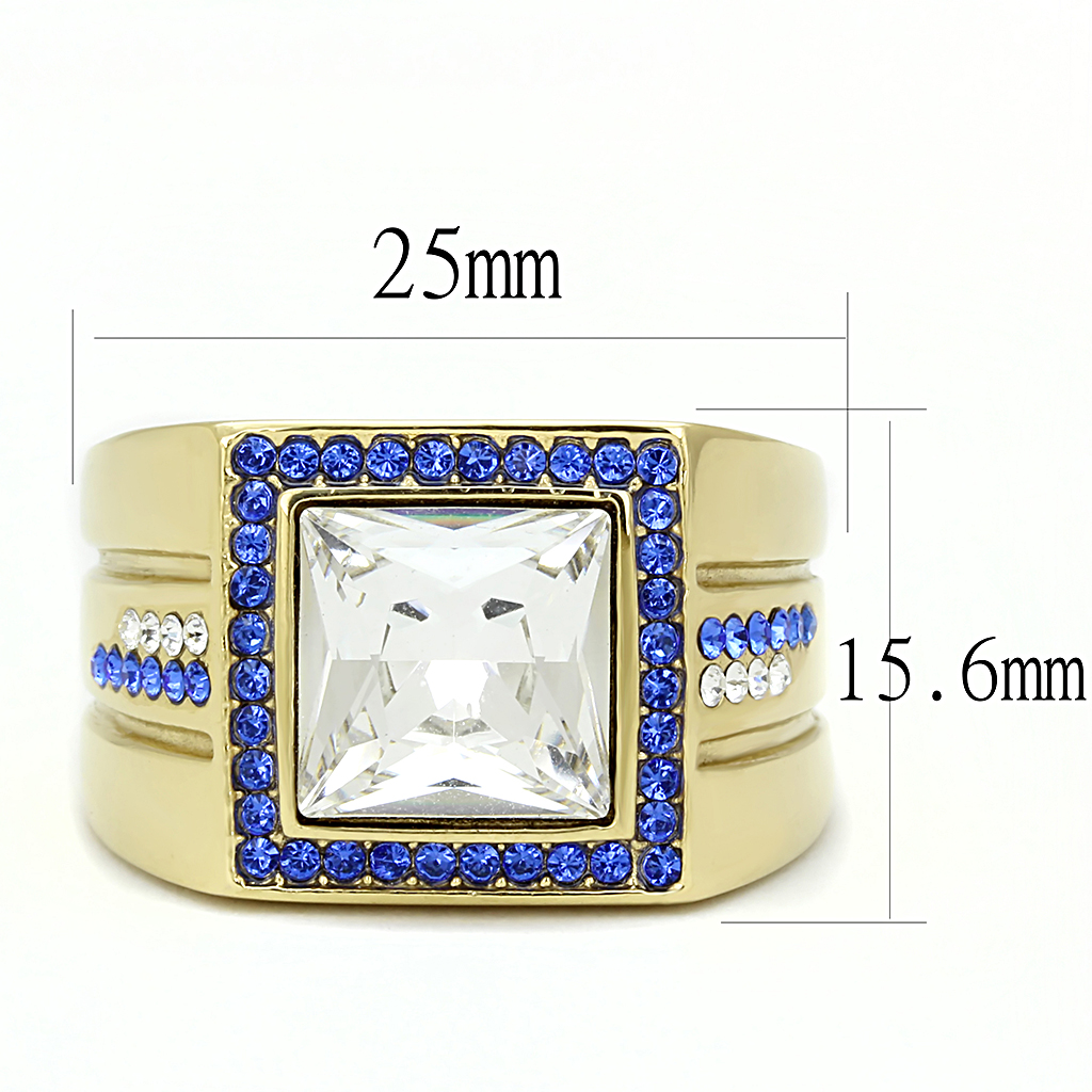 TK3269 - Stainless Steel Ring IP Gold(Ion Plating) Men Top Grade Crystal Clear