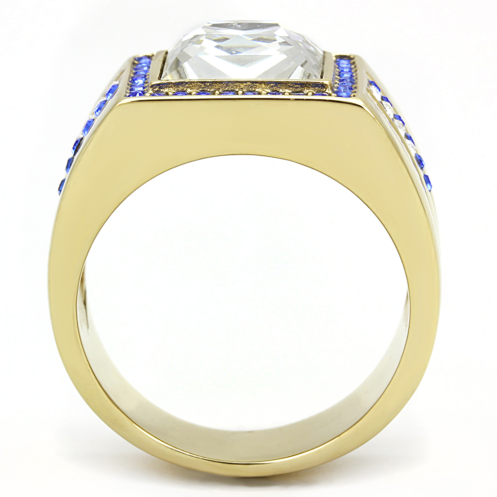 TK3269 - Stainless Steel Ring IP Gold(Ion Plating) Men Top Grade Crystal Clear