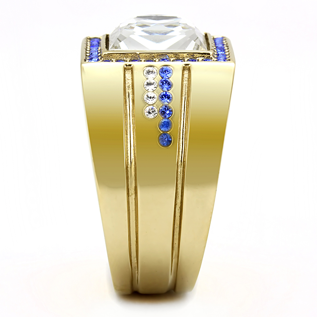 TK3269 - Stainless Steel Ring IP Gold(Ion Plating) Men Top Grade Crystal Clear