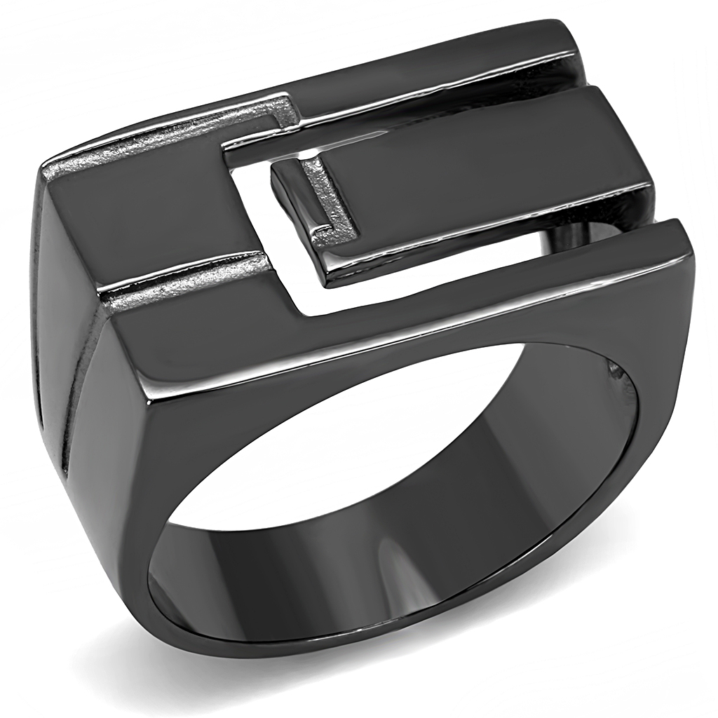 TK3272 - Stainless Steel Ring IP Light Black  (IP Gun) Men No Stone No Stone