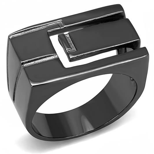 TK3272 - Stainless Steel Ring IP Light Black  (IP Gun) Men No Stone No Stone