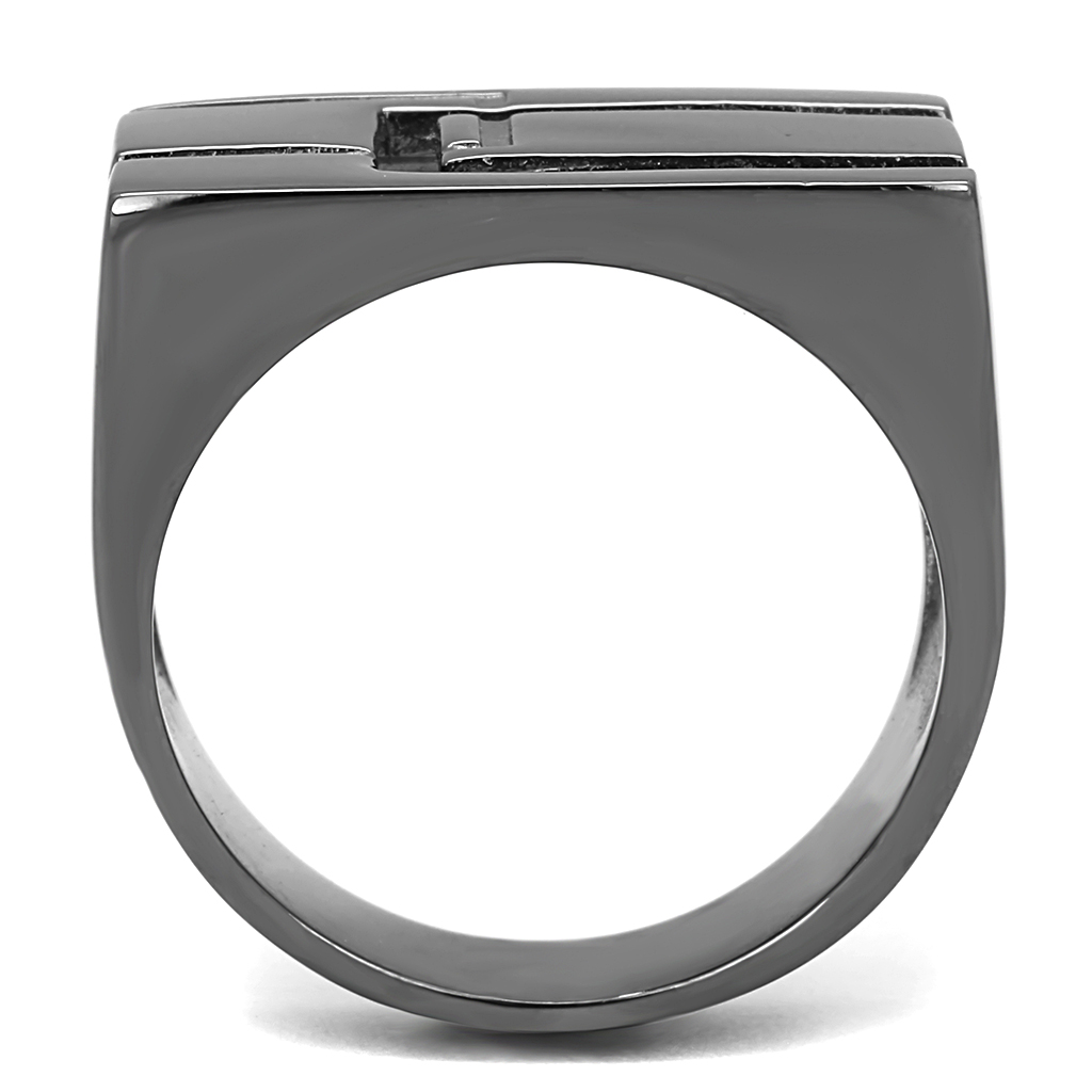 TK3272 - Stainless Steel Ring IP Light Black  (IP Gun) Men No Stone No Stone