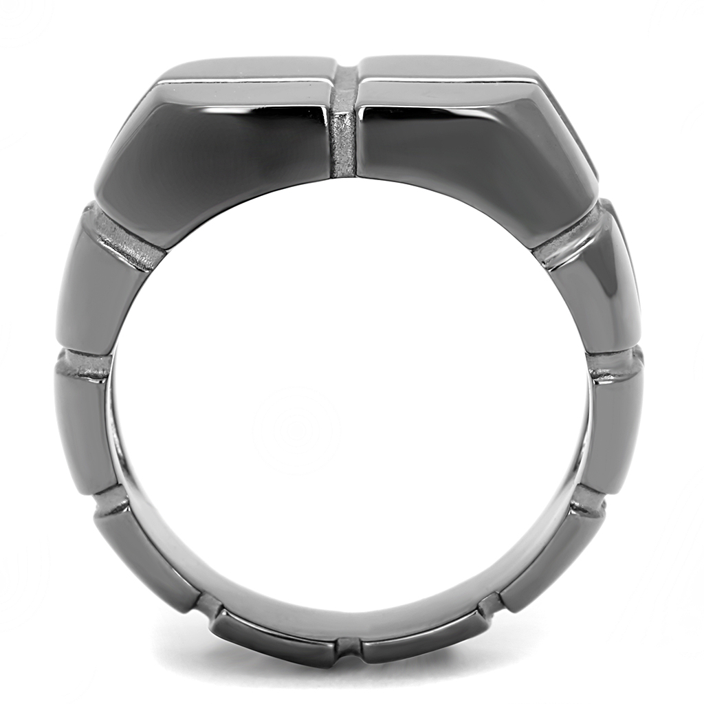 TK3273 - Stainless Steel Ring IP Light Black  (IP Gun) Men No Stone No Stone