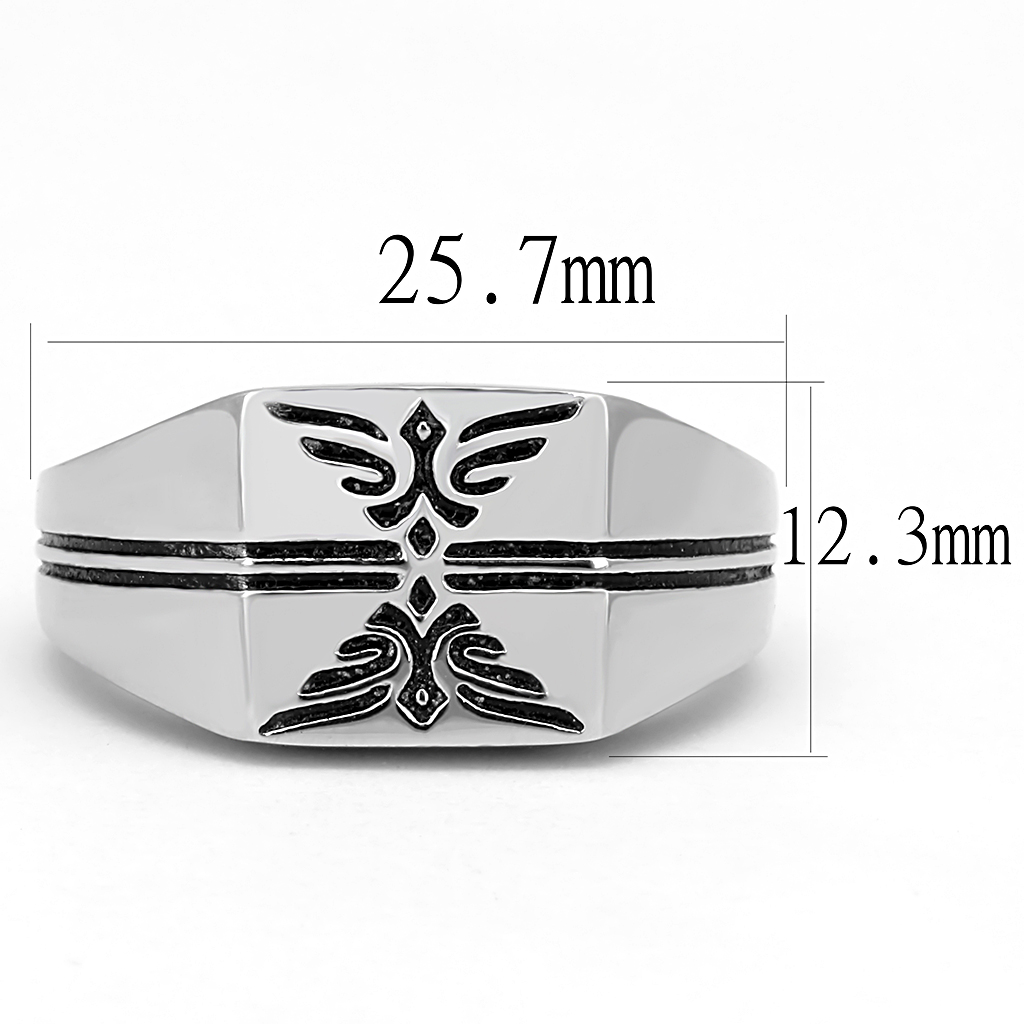 TK3279 - Stainless Steel Ring High polished (no plating) Men Epoxy Jet