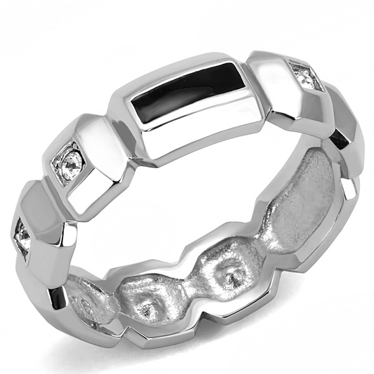 TK3281 - Stainless Steel Ring High polished (no plating) Men Top Grade Crystal Clear