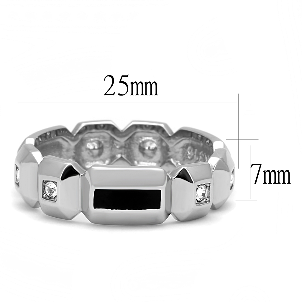 TK3281 - Stainless Steel Ring High polished (no plating) Men Top Grade Crystal Clear