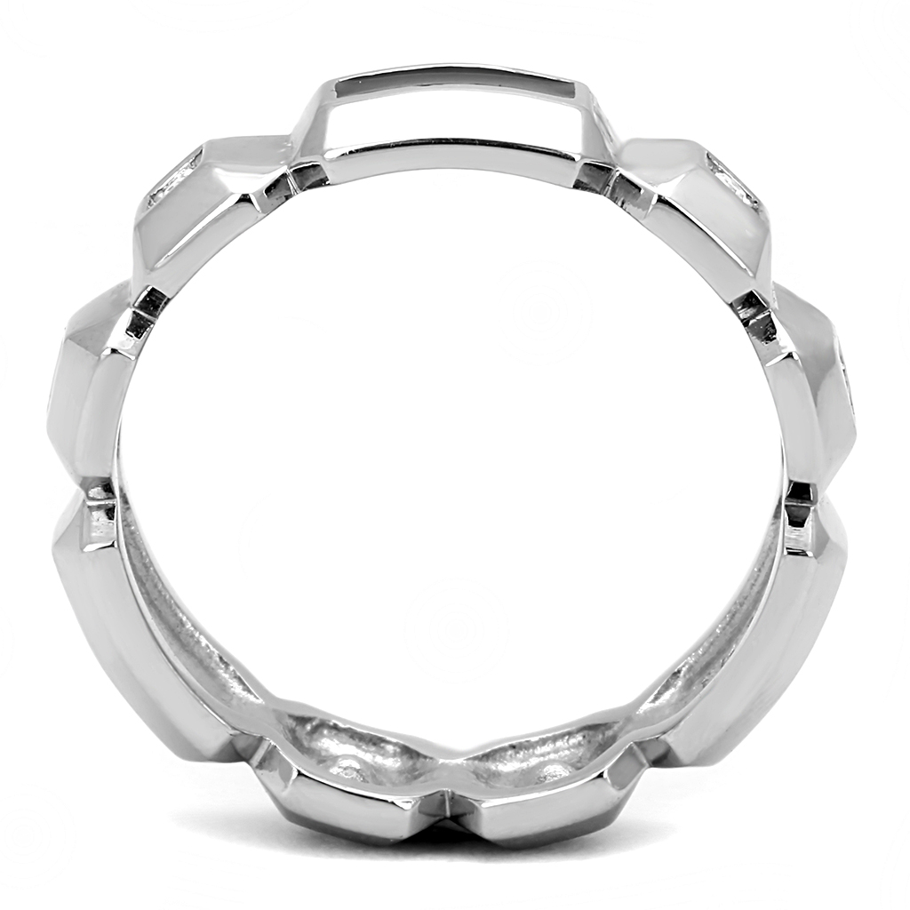 TK3281 - Stainless Steel Ring High polished (no plating) Men Top Grade Crystal Clear