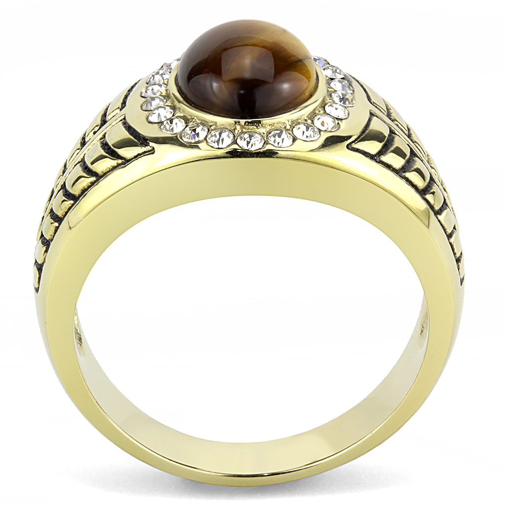 TK3293 - Stainless Steel Ring IP Gold(Ion Plating) Men Synthetic Topaz