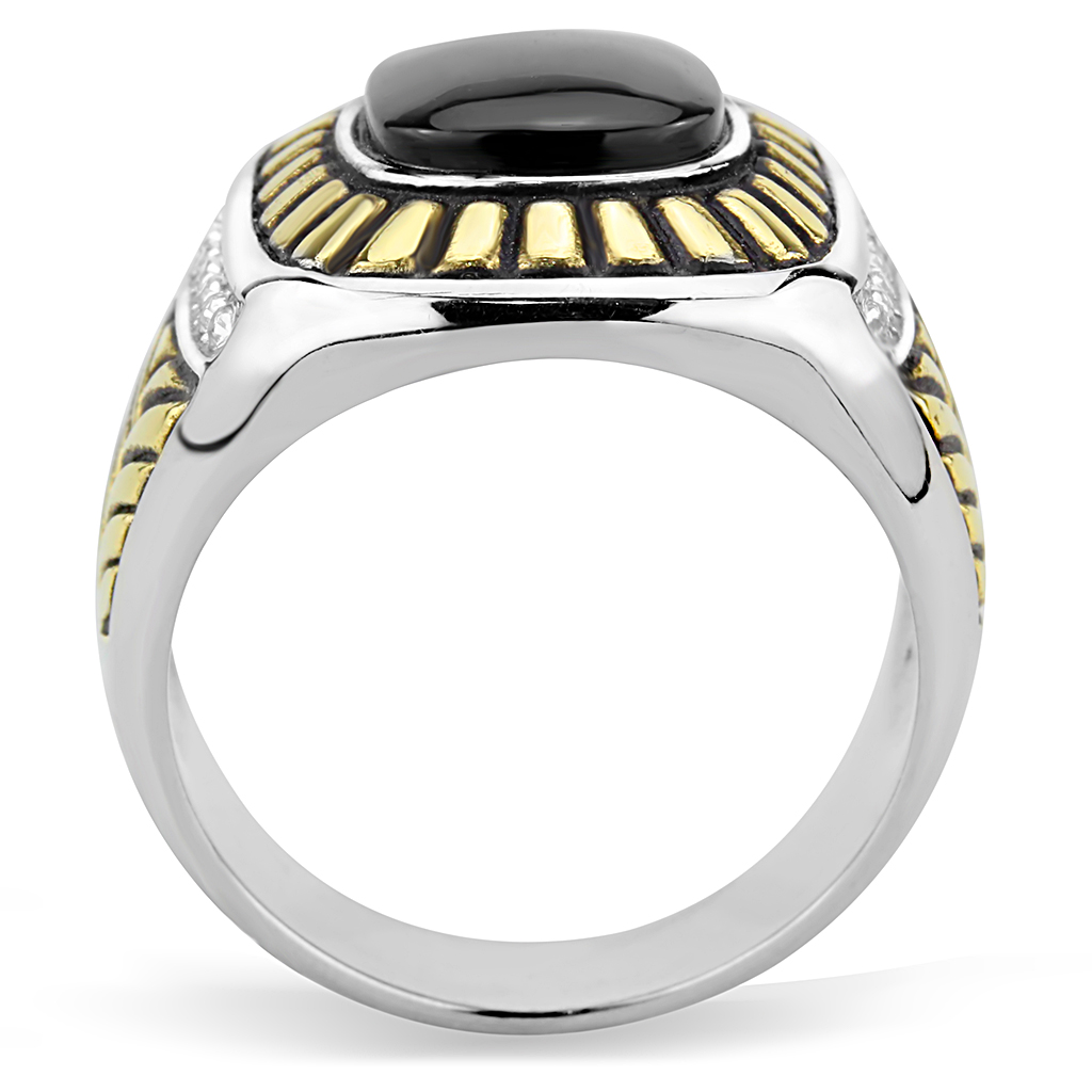 TK3294 - Stainless Steel Ring Two-Tone IP Gold (Ion Plating) Men Synthetic Jet