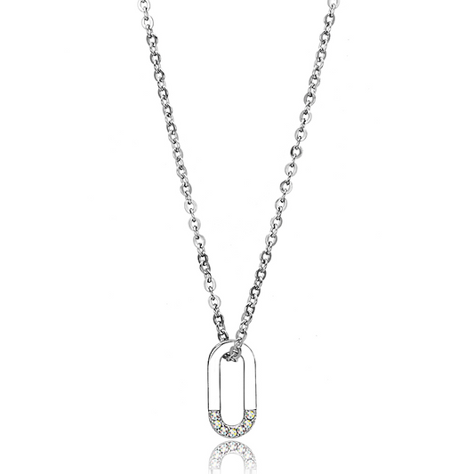 TK3297 - Stainless Steel Necklace High polished (no plating) Women Top Grade Crystal White AB