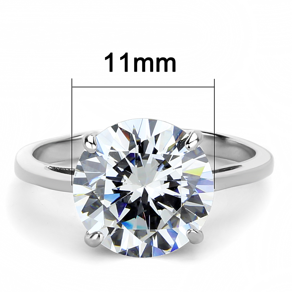 TK3428 - Stainless Steel Ring High polished (no plating) Women AAA Grade CZ Clear