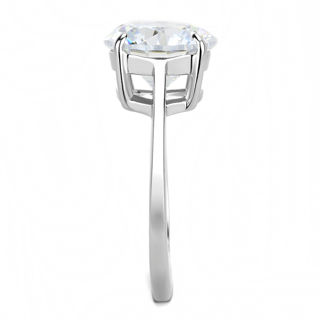 TK3428 - Stainless Steel Ring High polished (no plating) Women AAA Grade CZ Clear