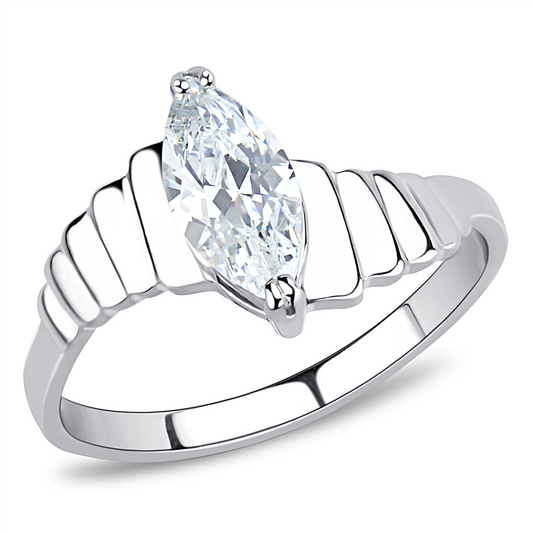 TK3429 - Stainless Steel Ring High polished (no plating) Women AAA Grade CZ Clear