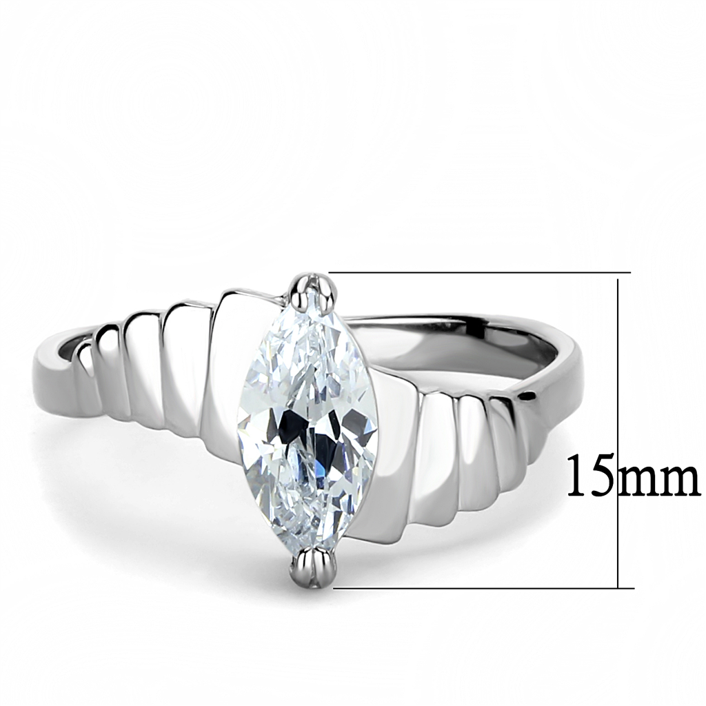 TK3429 - Stainless Steel Ring High polished (no plating) Women AAA Grade CZ Clear