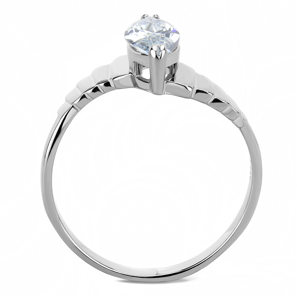 TK3429 - Stainless Steel Ring High polished (no plating) Women AAA Grade CZ Clear