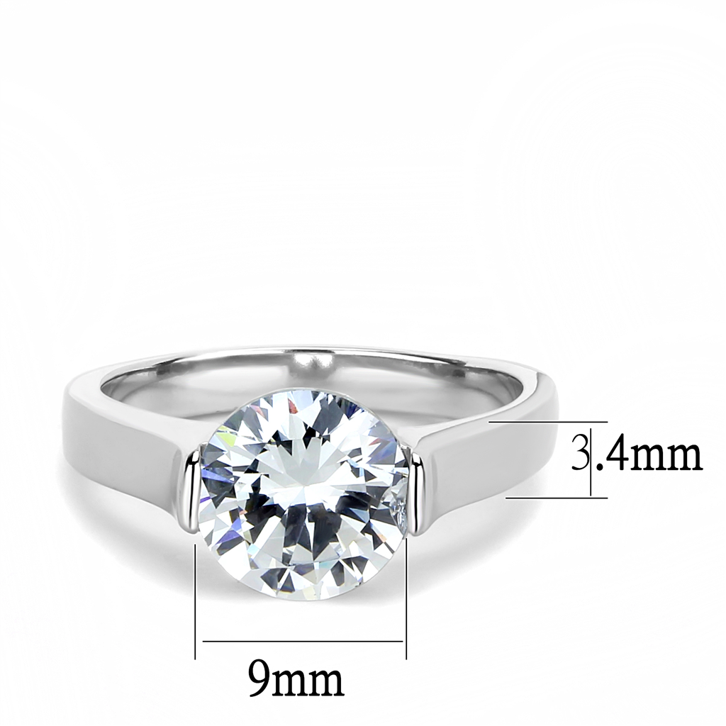 TK3432 - Stainless Steel Ring High polished (no plating) Women AAA Grade CZ Clear