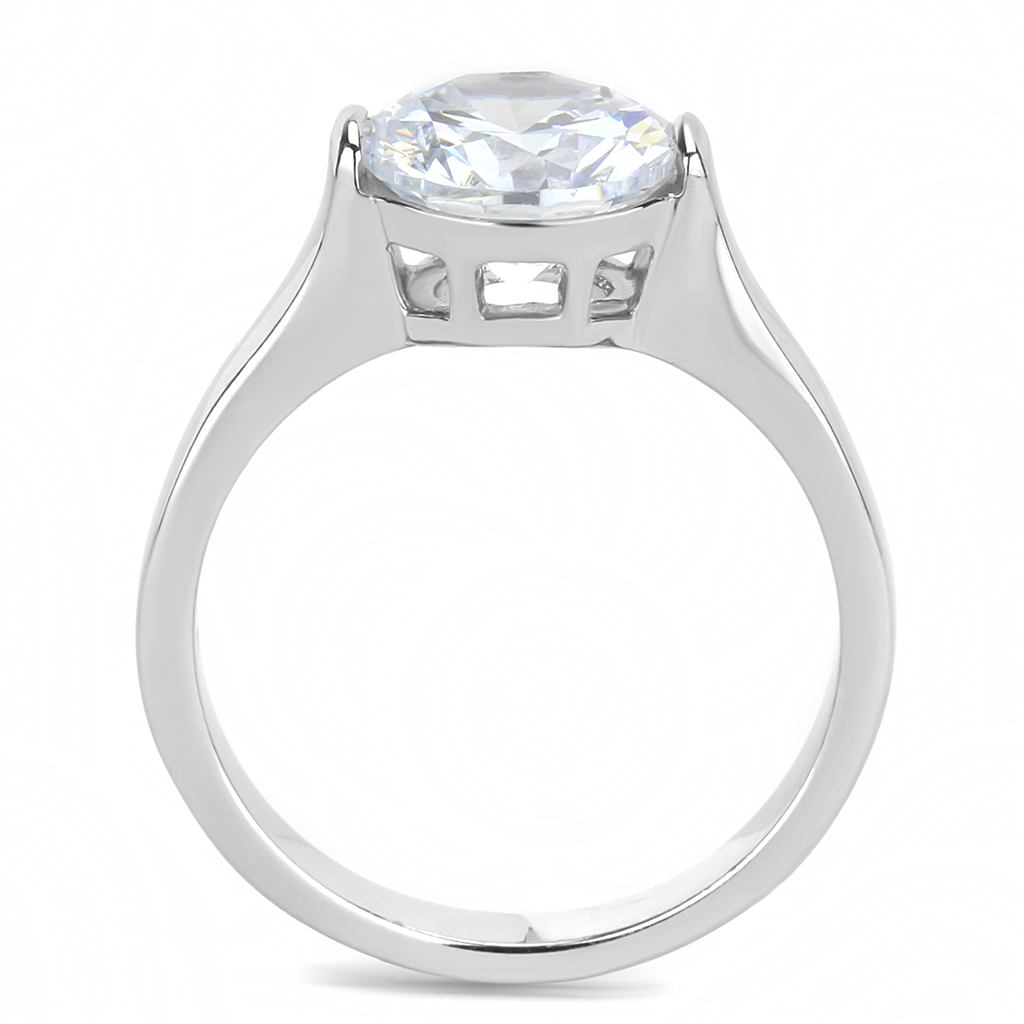 TK3432 - Stainless Steel Ring High polished (no plating) Women AAA Grade CZ Clear